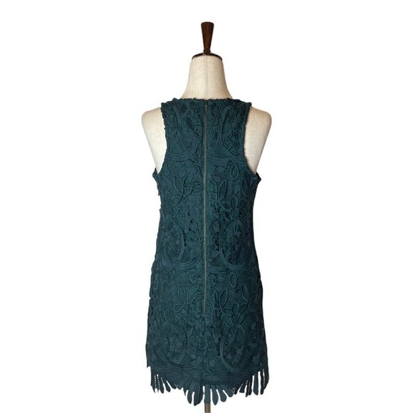 Lovers + Friends Green Lace Sleeveless Round Neck Caspian Shift Dress Size S - Picture 5 of 12